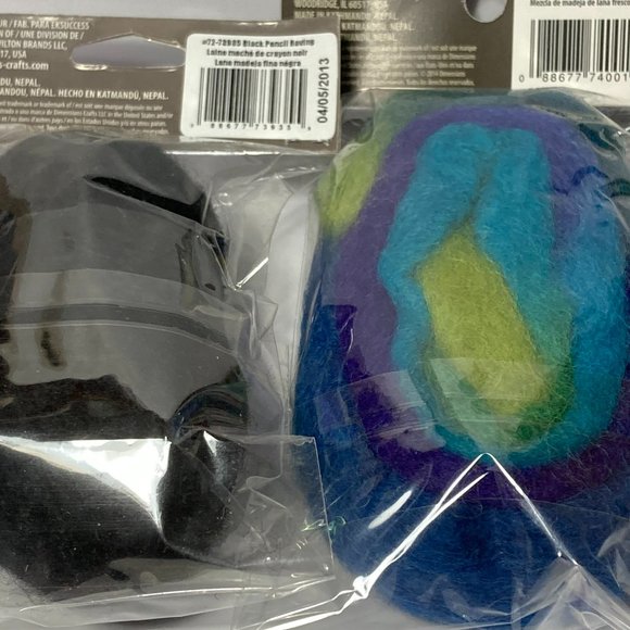 Dimensions FeltWorks Needle Felting Wool Roving Cool Blue Pencil Black 2 Packs - Picture 7 of 13
